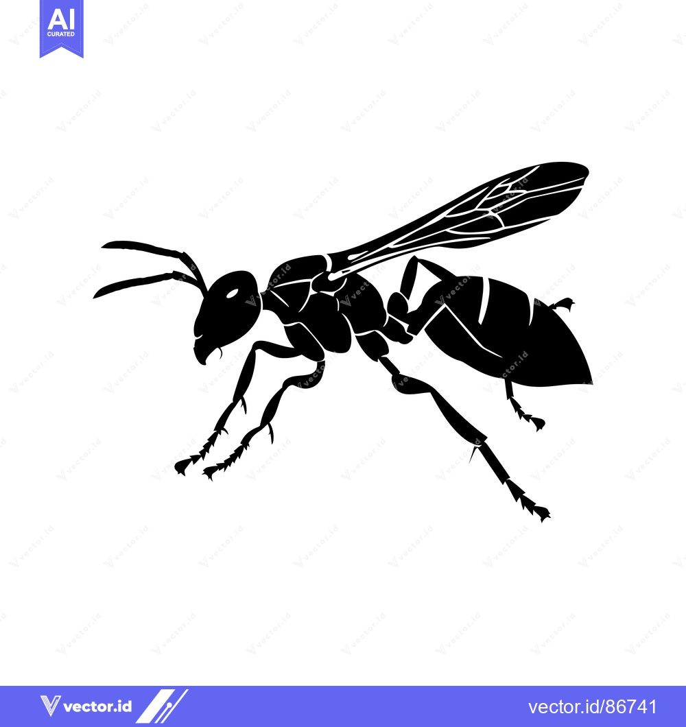 Premium Vector dari Black and White Silhouette of a Wasp in Flight