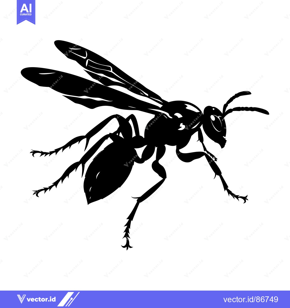 Premium Vector dari Black Silhouette of a Wasp in Flight