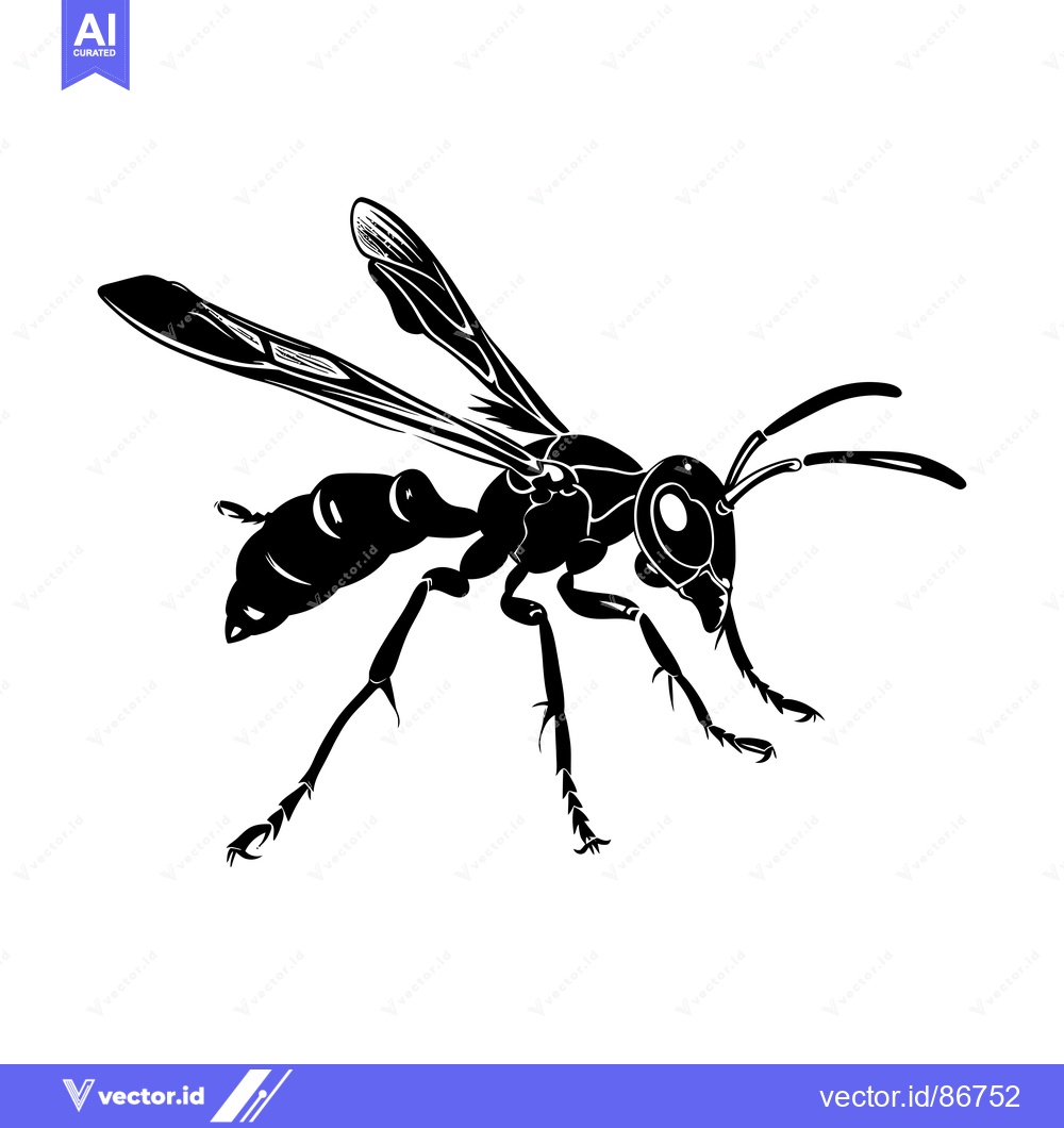 Premium Vector dari Black and White Silhouette of a Wasp