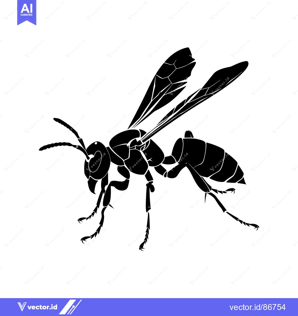 Premium Vector dari Black and White Silhouette of a Wasp