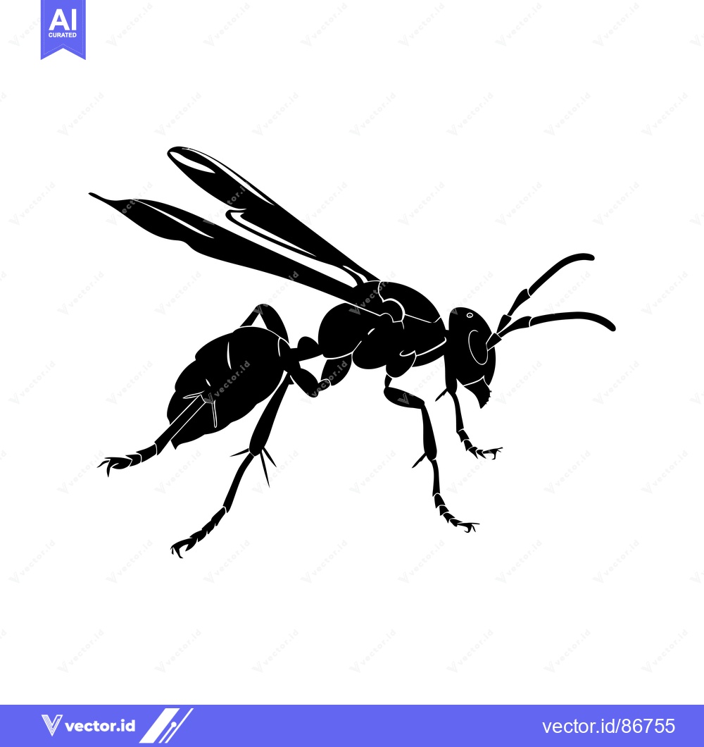 Premium Vector dari Black Silhouette of a Wasp in Flight
