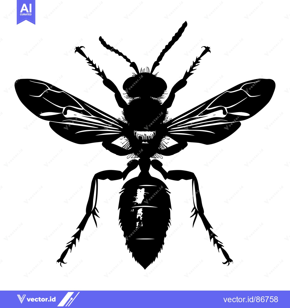 Premium Vector dari Black and White Silhouette of a Wasp