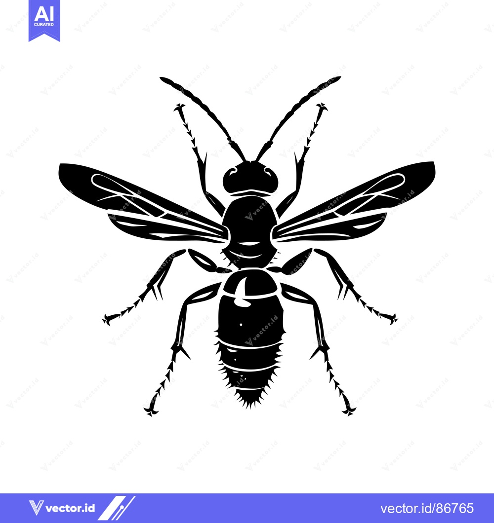 Premium Vector dari Black and White Silhouette of a Wasp