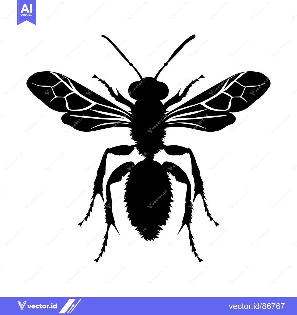 Premium Vector dari Black and White Silhouette of a Bee