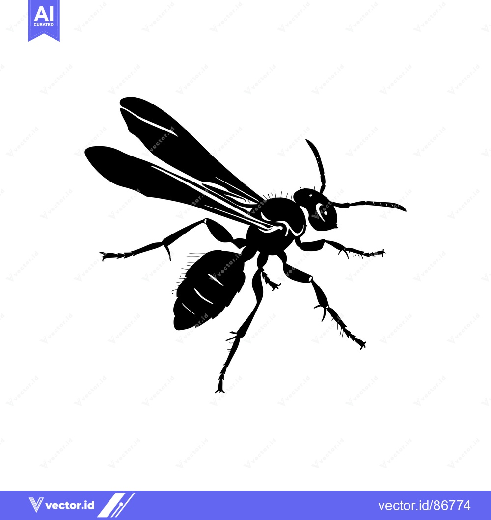 Premium Vector dari Black and White Silhouette of a Wasp in Flight