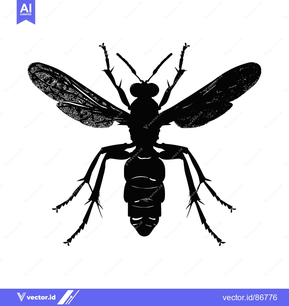 Premium Vector dari Silhouette of a Wasp with Spread Wings