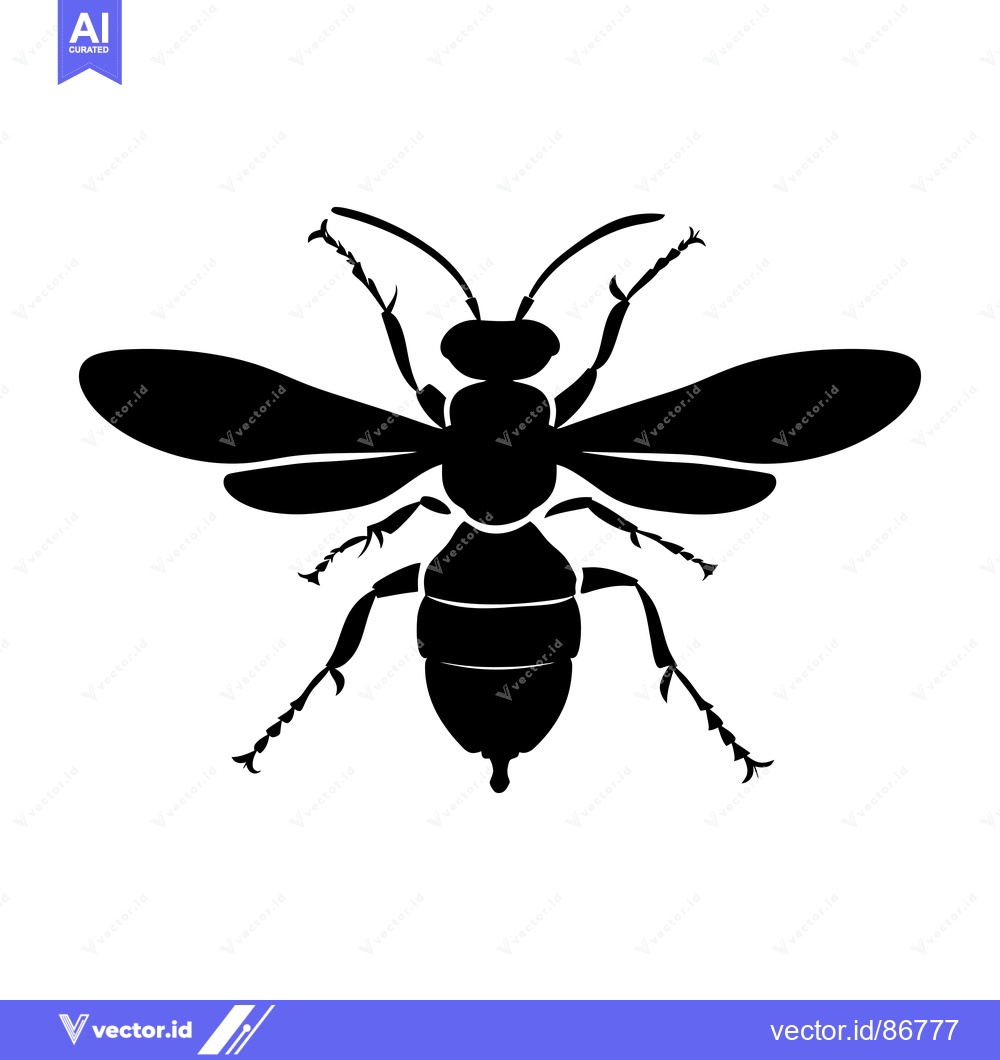 Premium Vector dari Black silhouette of a wasp with spread wings
