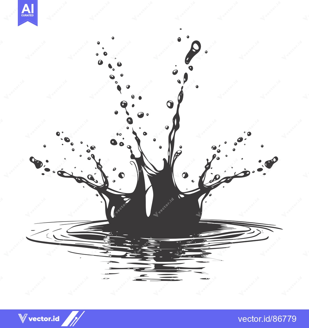 Premium Vector of Black Liquid Splashing and Creating Ripples in Water