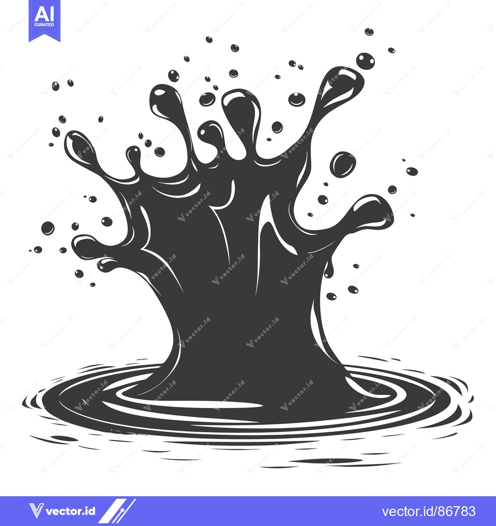 Premium Vector of Black Liquid Splash with Ripples