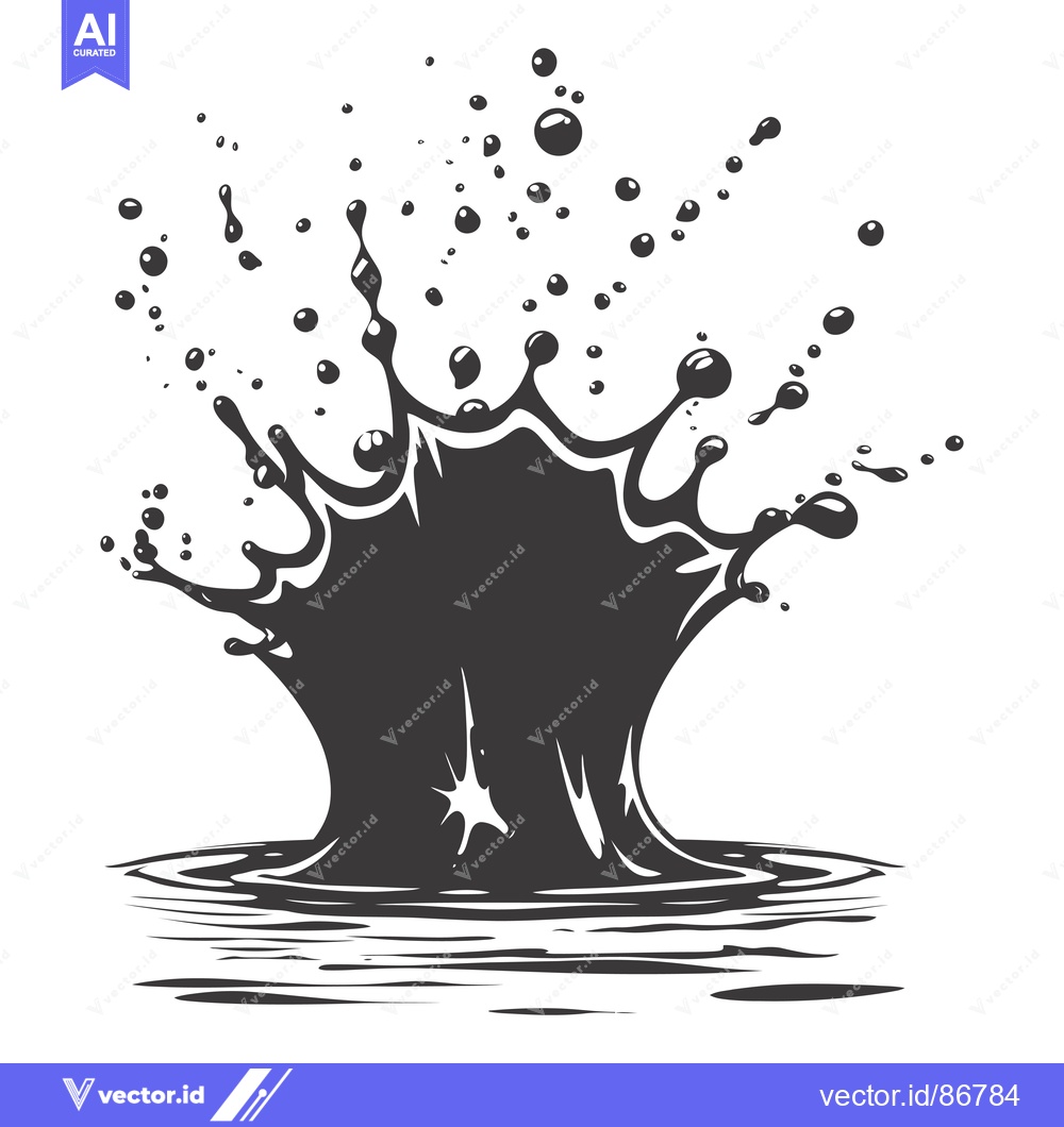 Premium Vector dari Black Liquid Splash with Ripples and Bubbles
