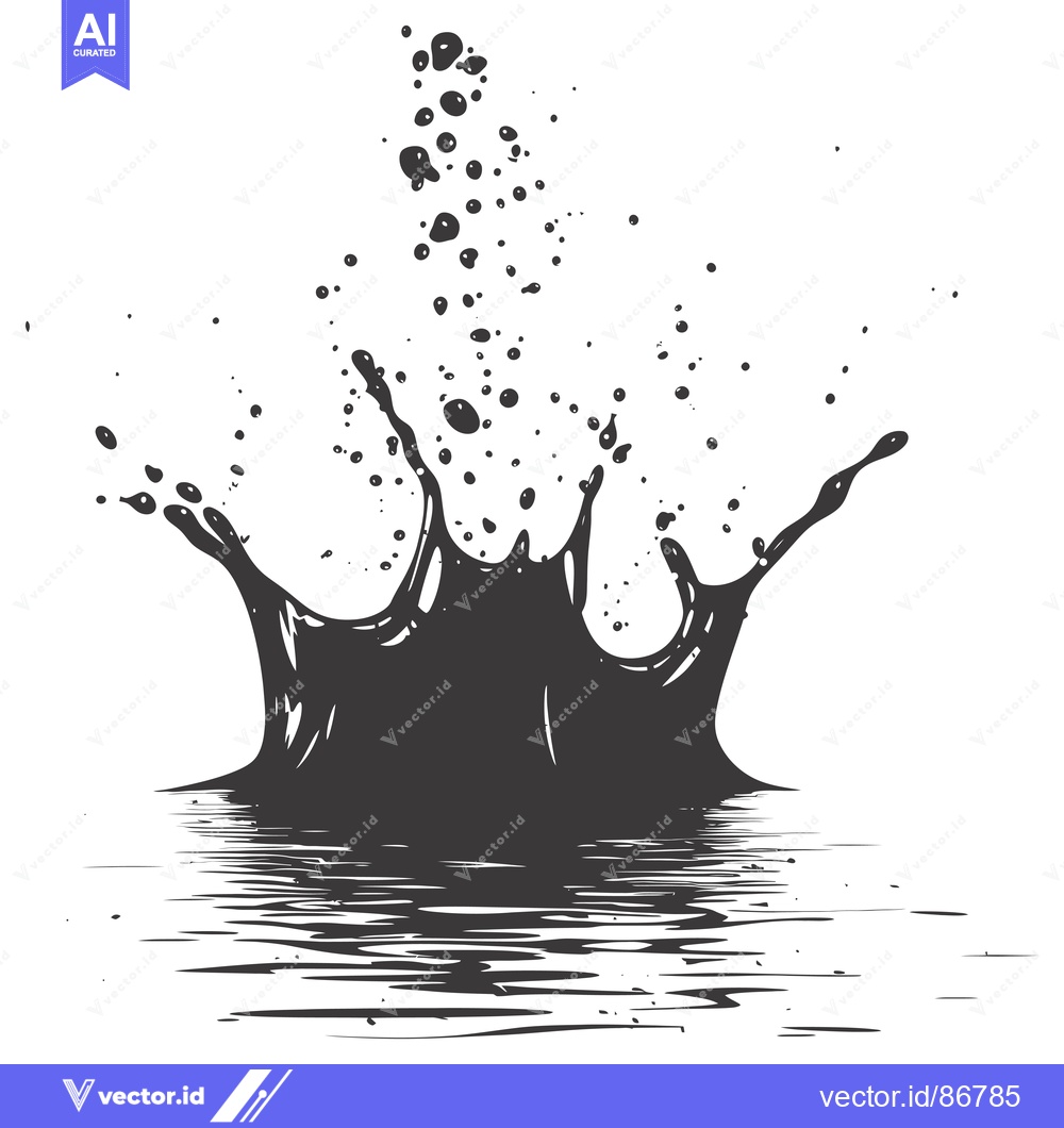 Premium Vector dari Black Liquid Splash with Reflection on Water Surface