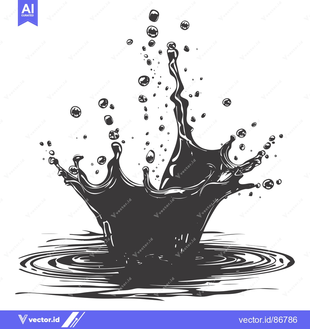 Premium Vector dari Black and White Illustration of Water Droplet Splashing into Still Wat