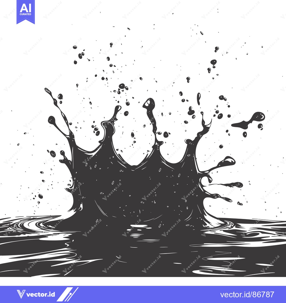 Premium Vector of Black Ink Splash with Ripples and Splashes