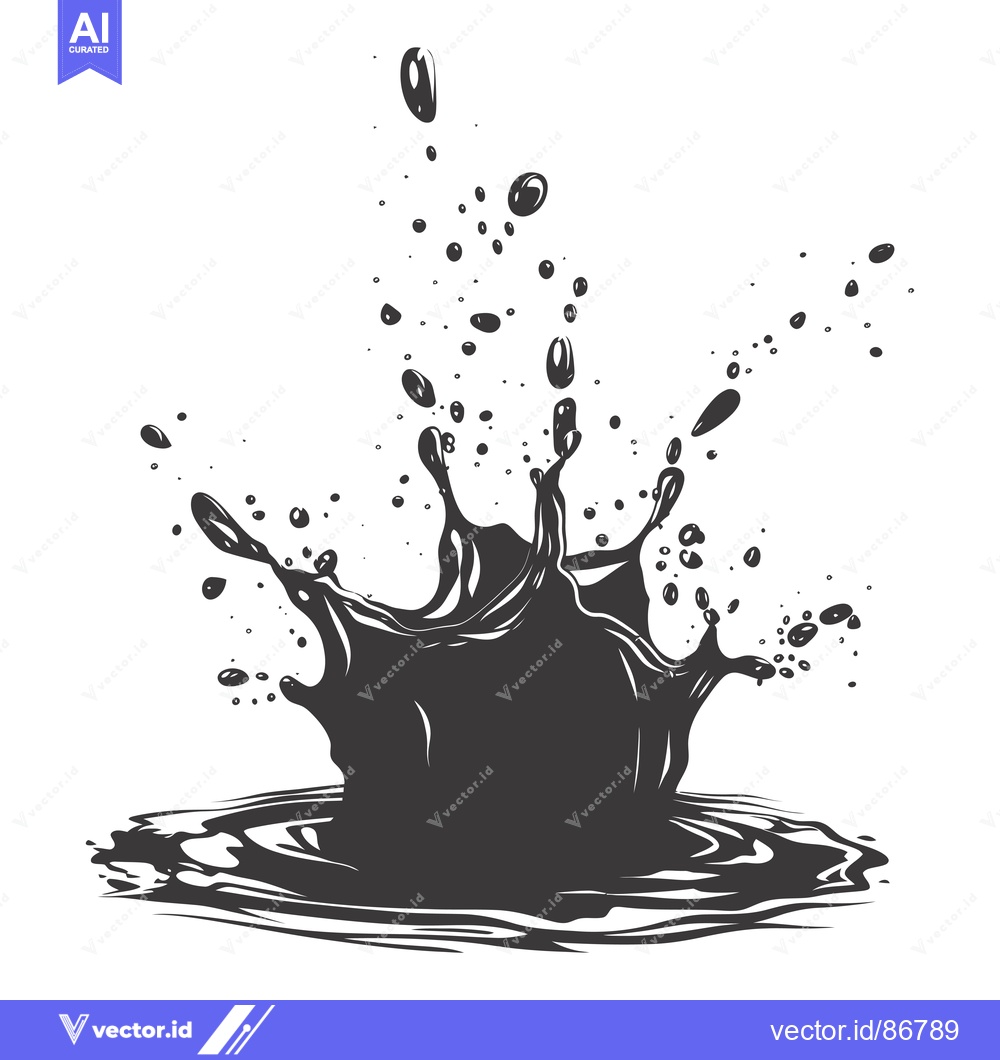 Premium Vector dari Black Liquid Splash with Ripples and Droplets