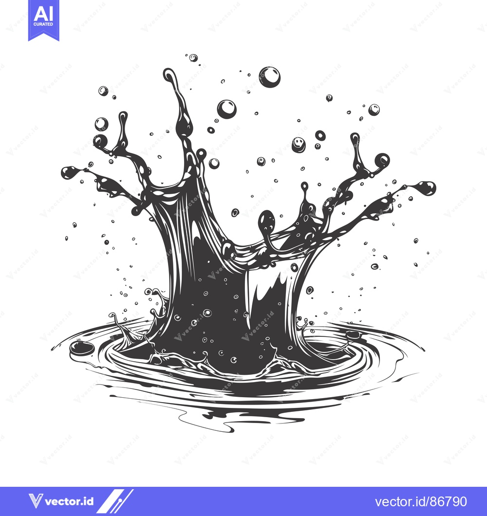 Premium Vector dari Black and White Ink Splash Illustration with Ripples and Bubbles