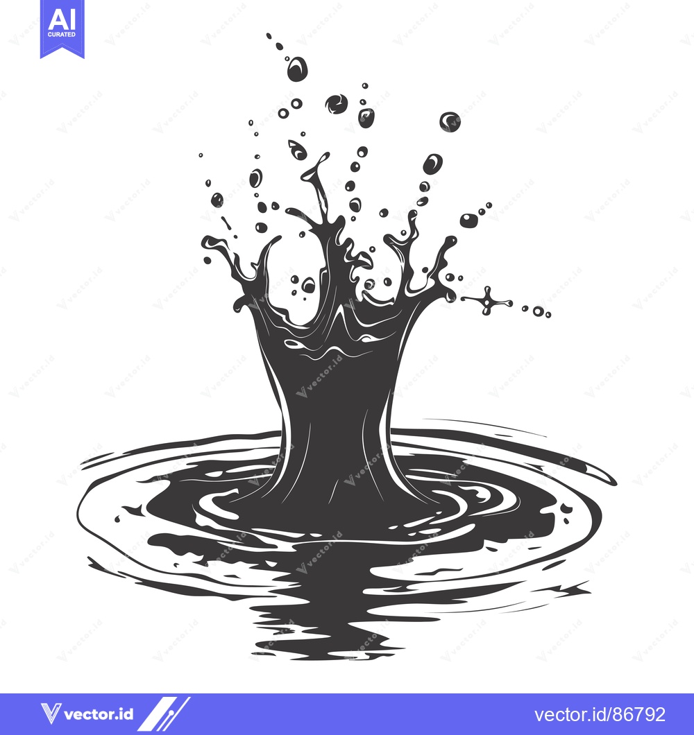 Premium Vector dari Black and White Illustration of a Water Drop Splashing into a Pool of