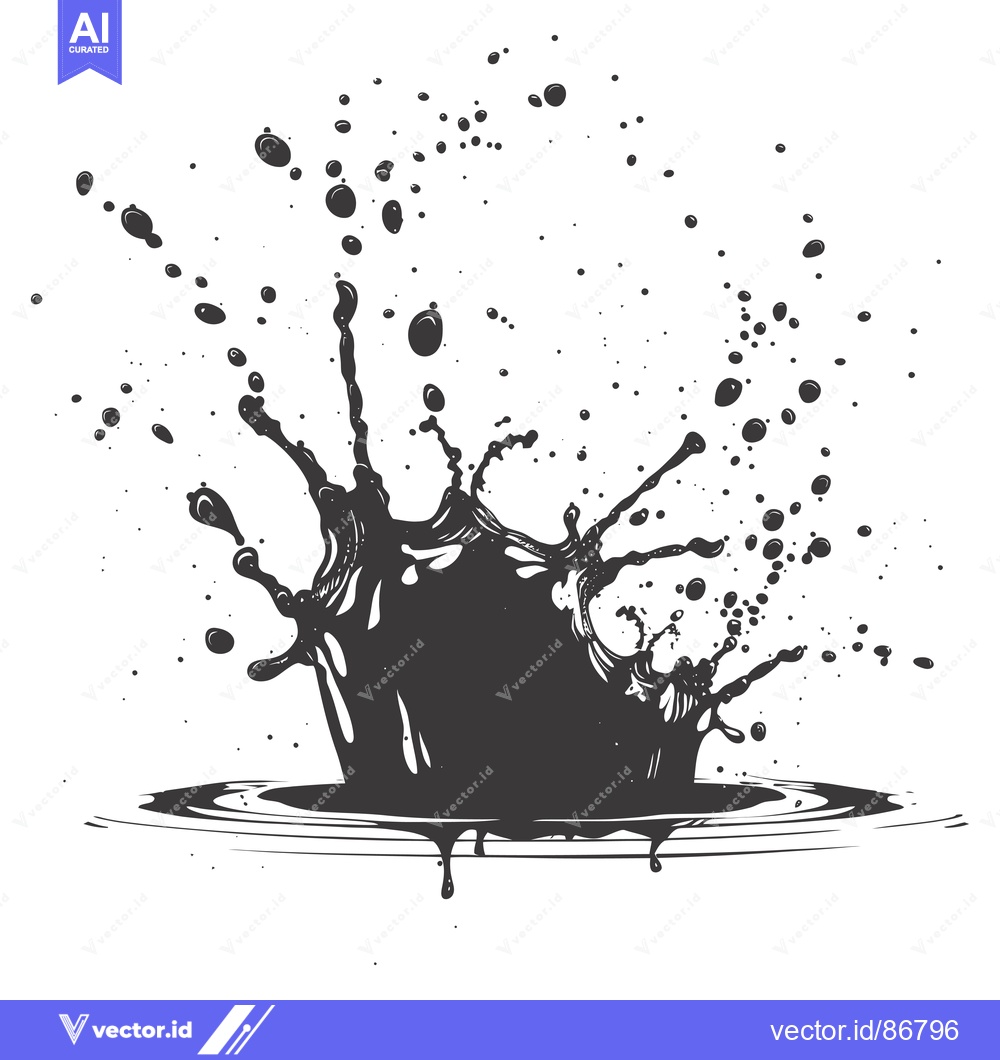Premium Vector dari Black Liquid Splashing and Creating Ripples in Water