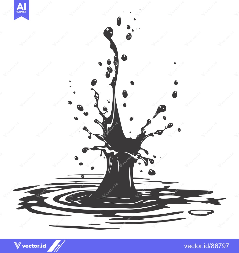 Premium Vector dari Black Liquid Splash with Ripples
