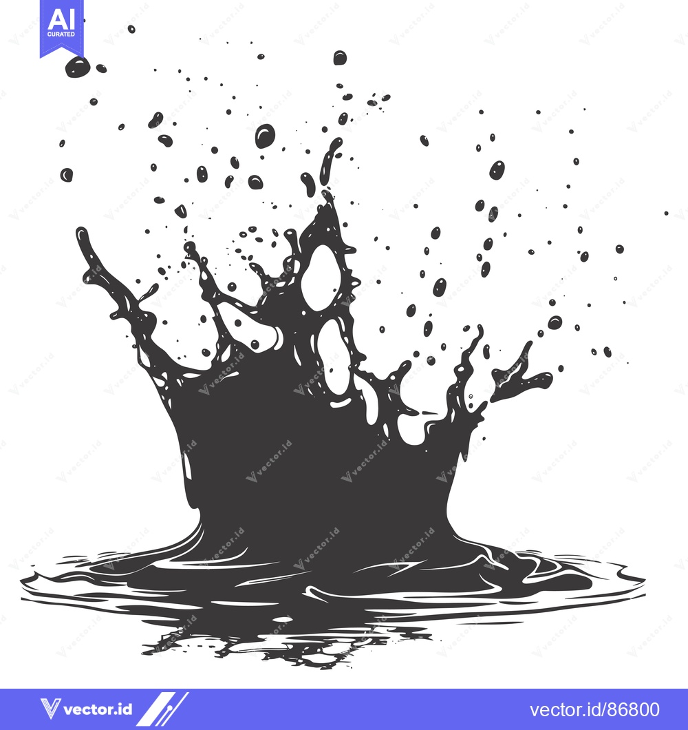 Premium Vector of Black Liquid Splash with Ripples and Droplets