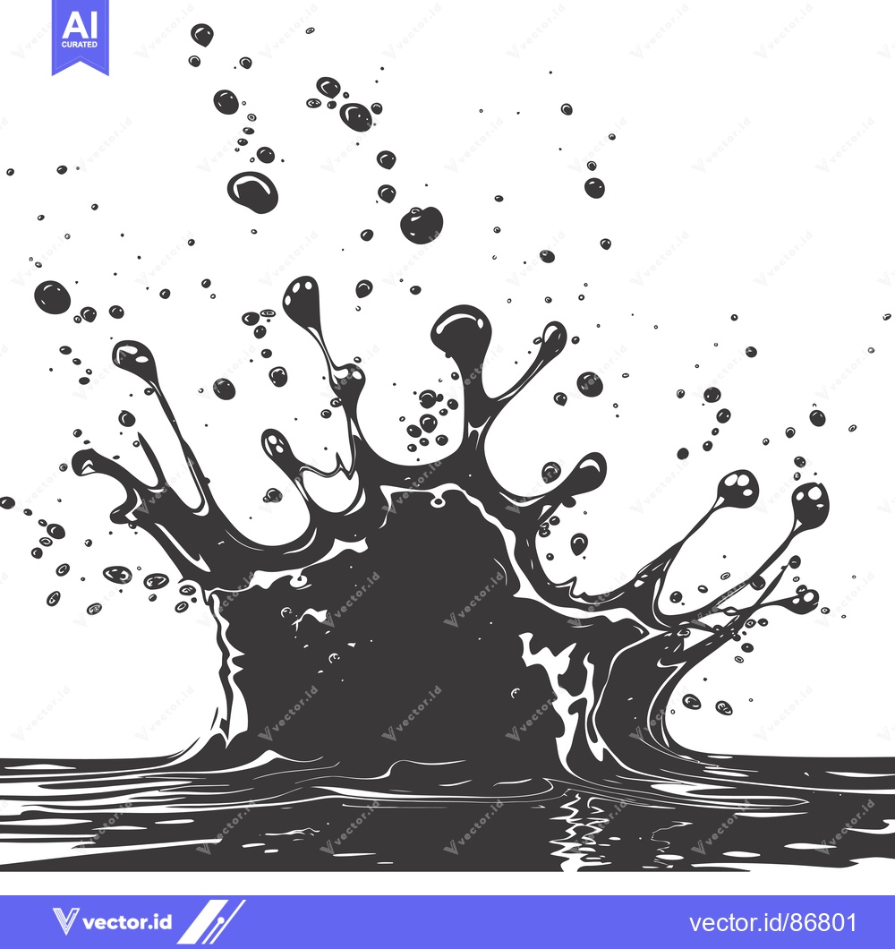 Premium Vector dari Black Liquid Splash with Bubbles and Ripples