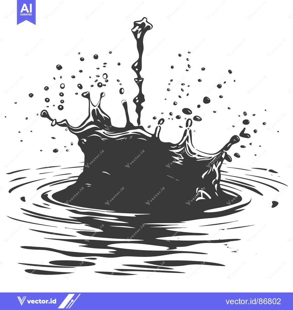 Premium Vector dari Ink Droplet Splashing in Water, Creating a Crown-Shaped Crown
