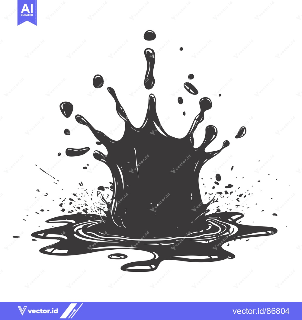 Premium Vector dari Black Liquid Splash with Splashes and Spatter