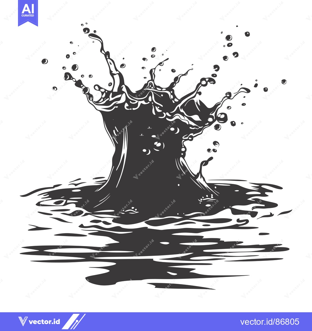 Premium Vector dari Black and White Illustration of Water Droplet Splashing
