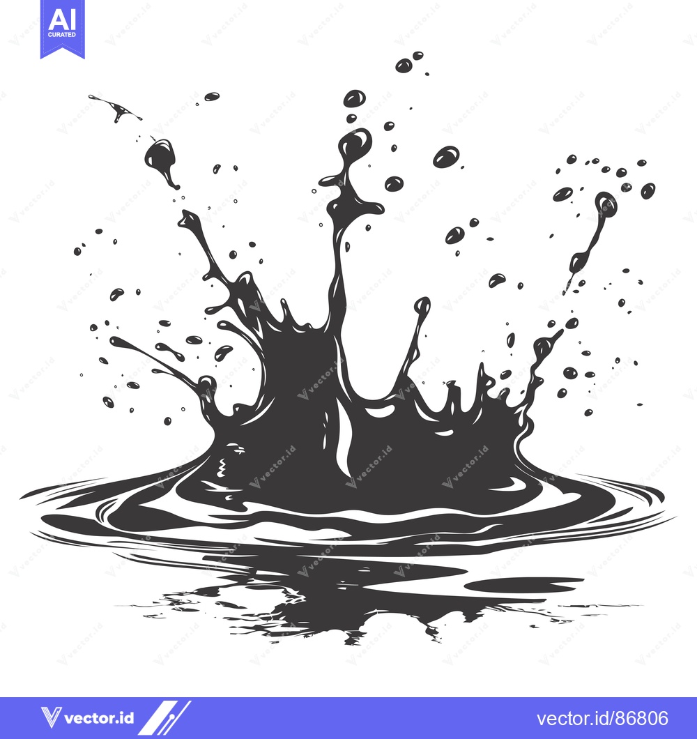 Premium Vector of A Splash of Liquid Forming a Circular Pool on a White Background