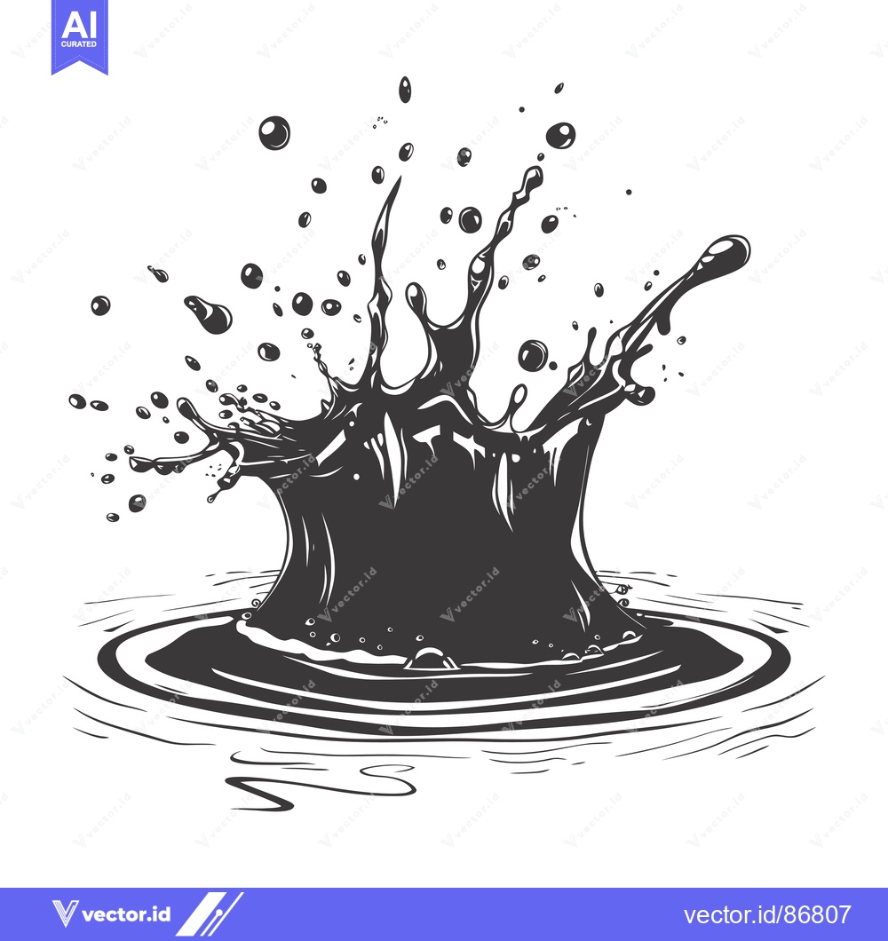 Premium Vector dari Ink Drop Splash with Ripples and Bubbles