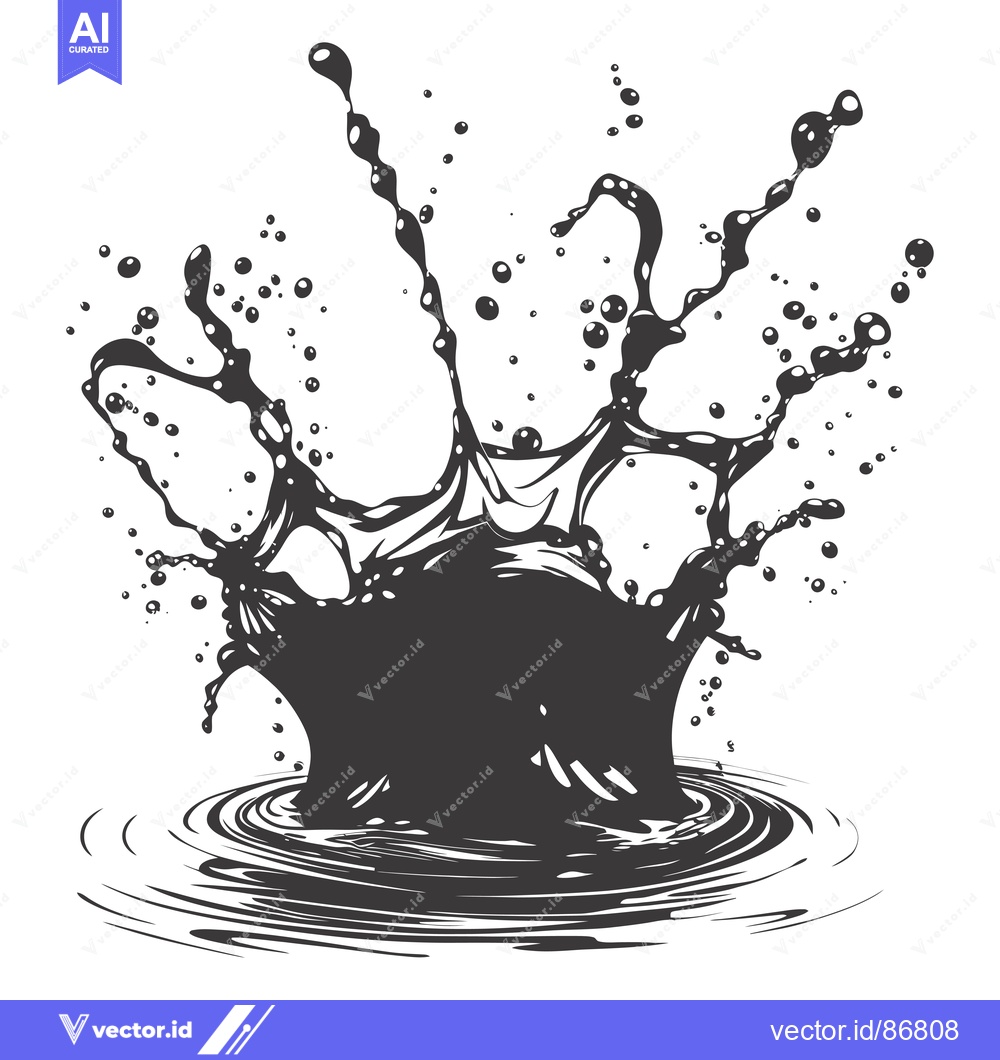 Premium Vector of Black Liquid Splashing and Creating Ripples