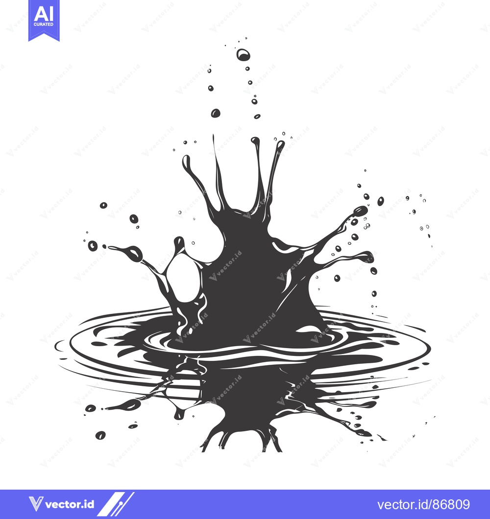 Premium Vector dari Black Liquid Splashing into a Pool with Ripples