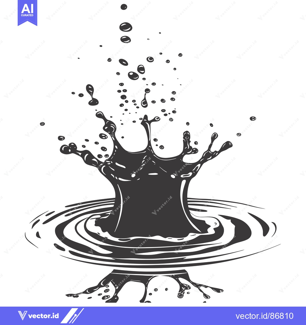 Premium Vector of Black Liquid Splash With Circular Ripples