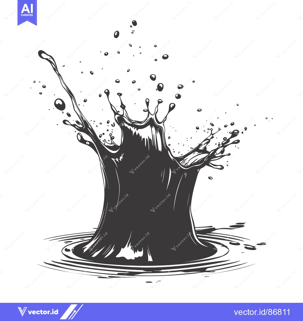 Premium Vector dari A Black and White Illustration of a Water Splash with Ripples