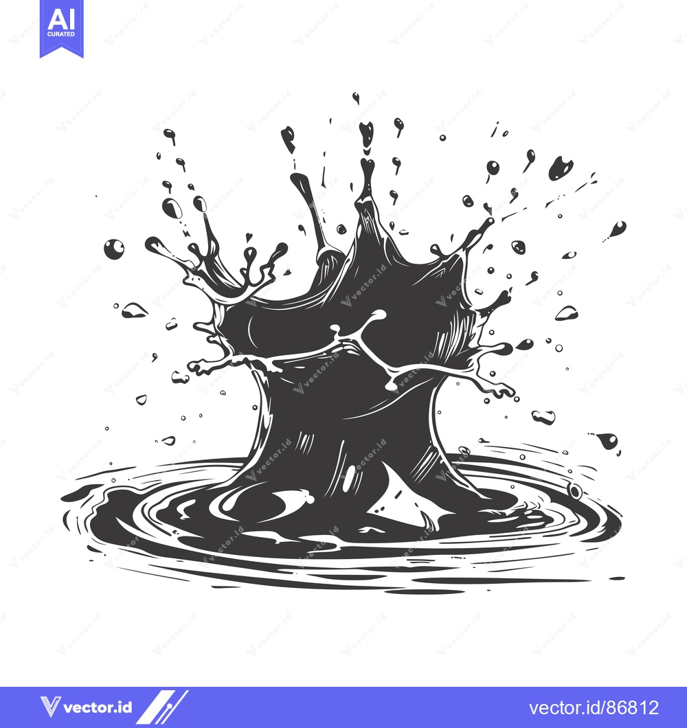 Premium Vector of Black Ink Splash With Circular Ripples