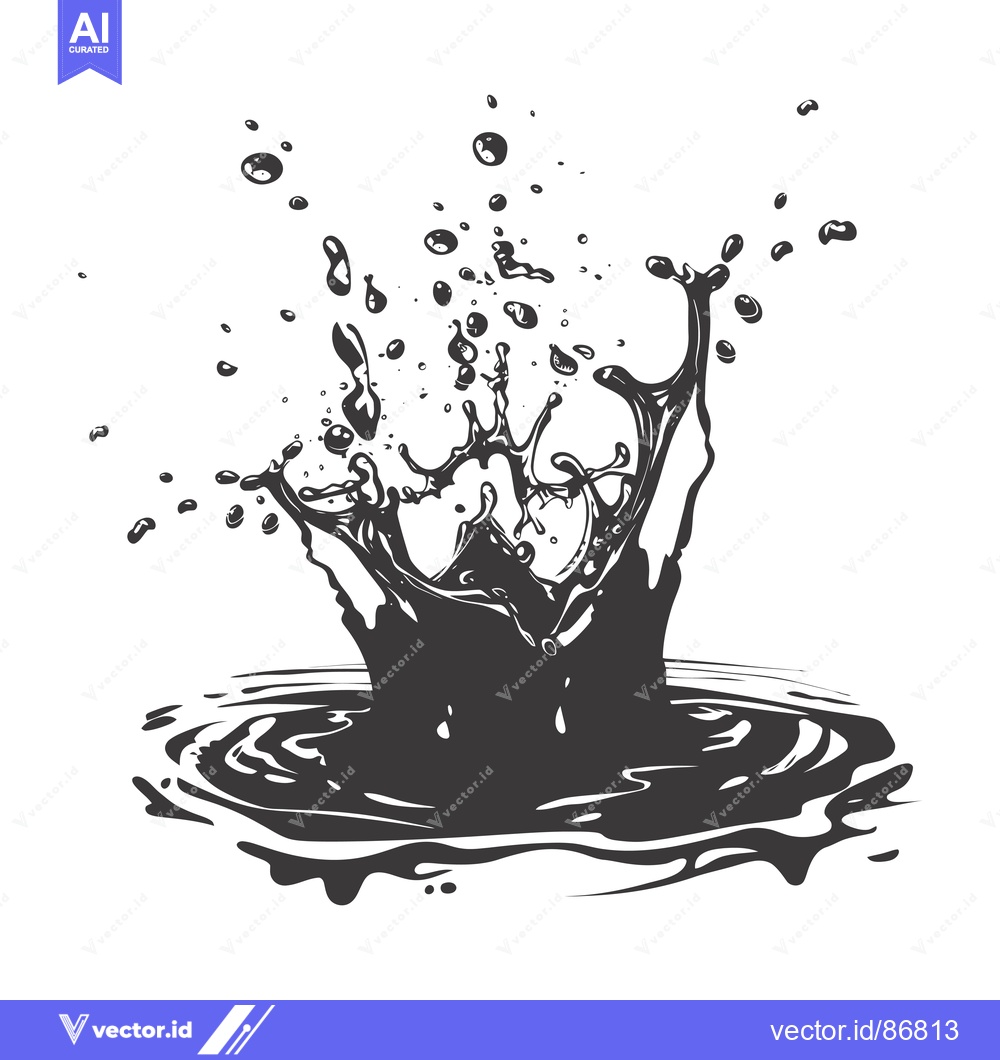 Premium Vector dari Black Ink Splash with Droplets and Ripples