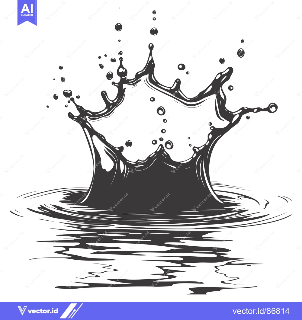 Premium Vector dari A Detailed Ink Illustration of a Water Droplet Splashing and Creating