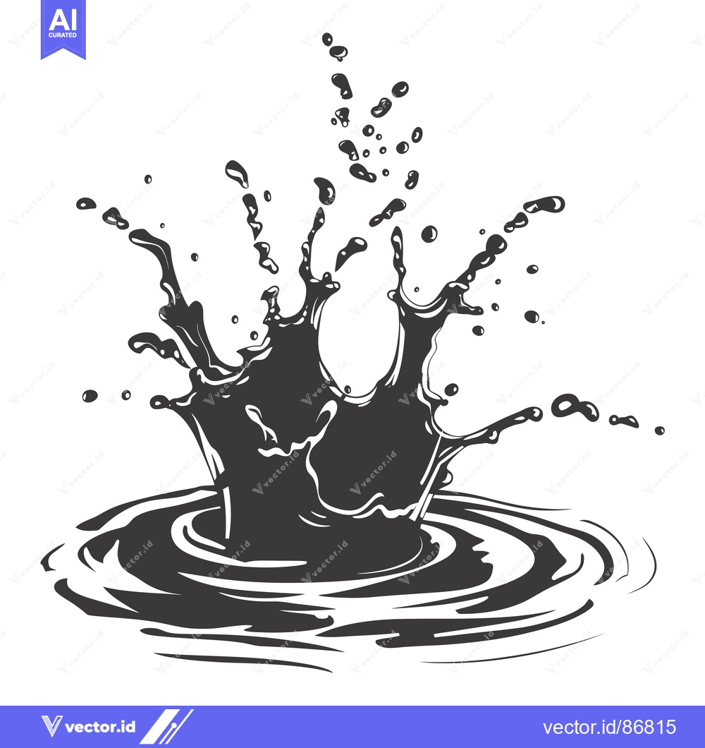 Premium Vector dari A black and white illustration of a water drop splashing and creating