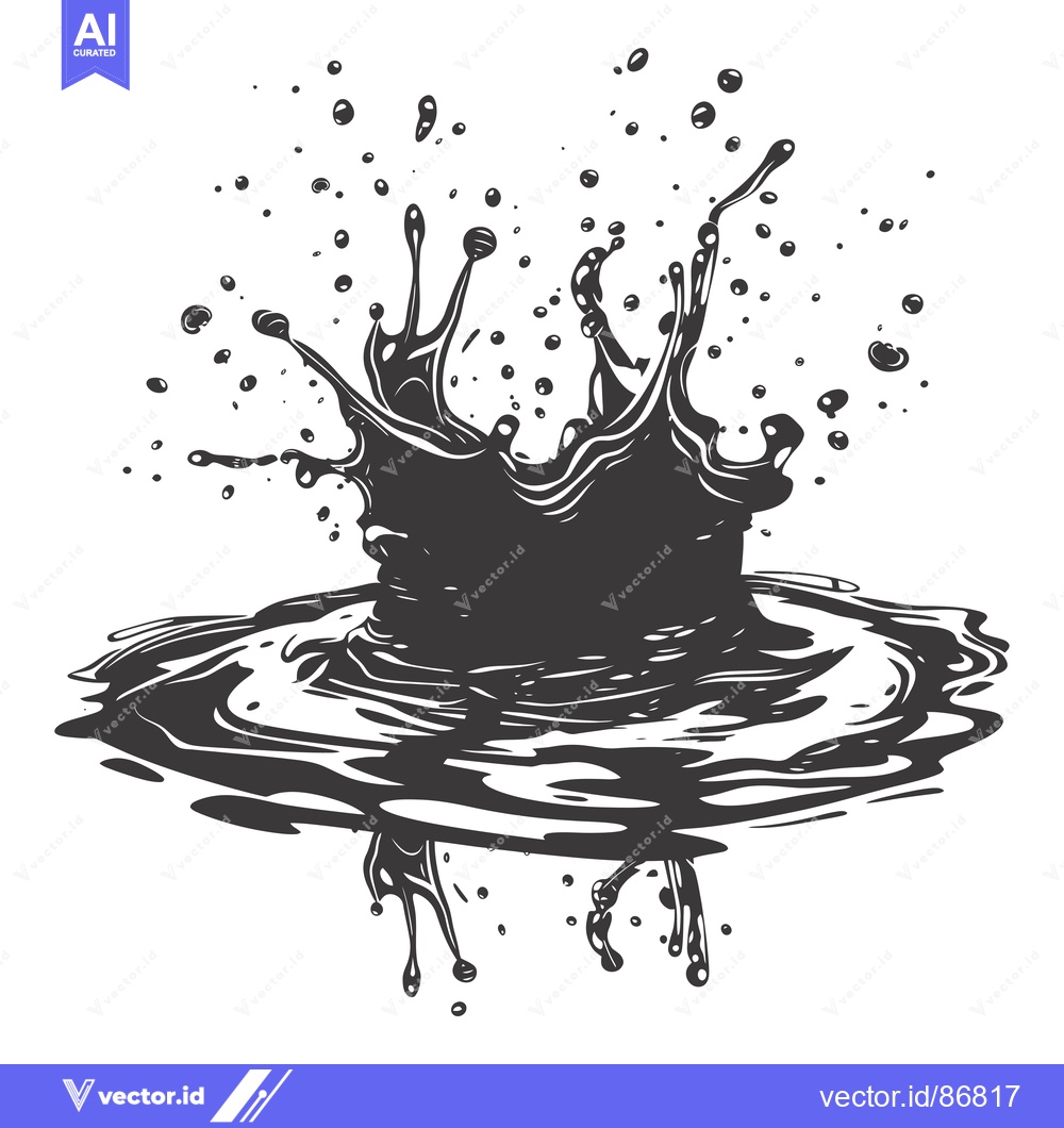 Premium Vector dari Black Liquid Splashing and Creating a Crown-Like Shape