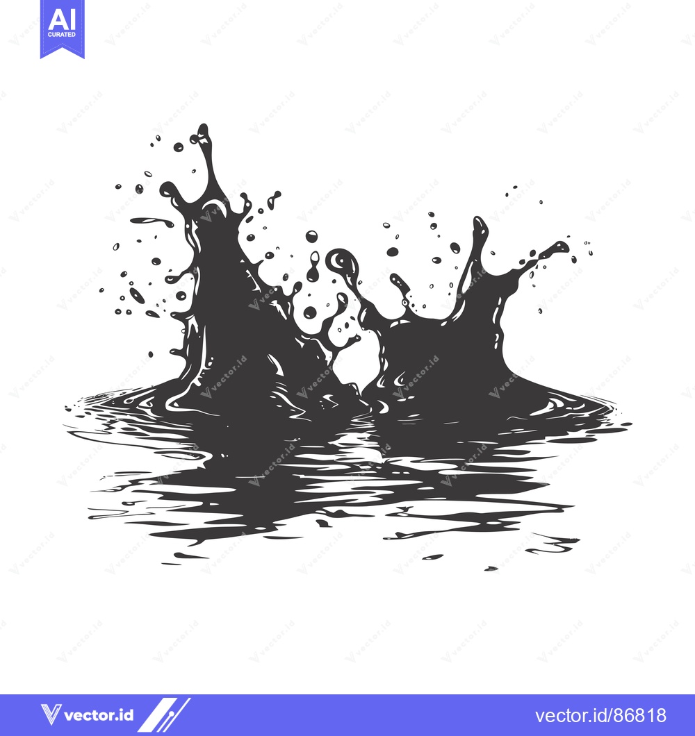 Premium Vector of Black Ink Splashes and Ripples on a White Surface
