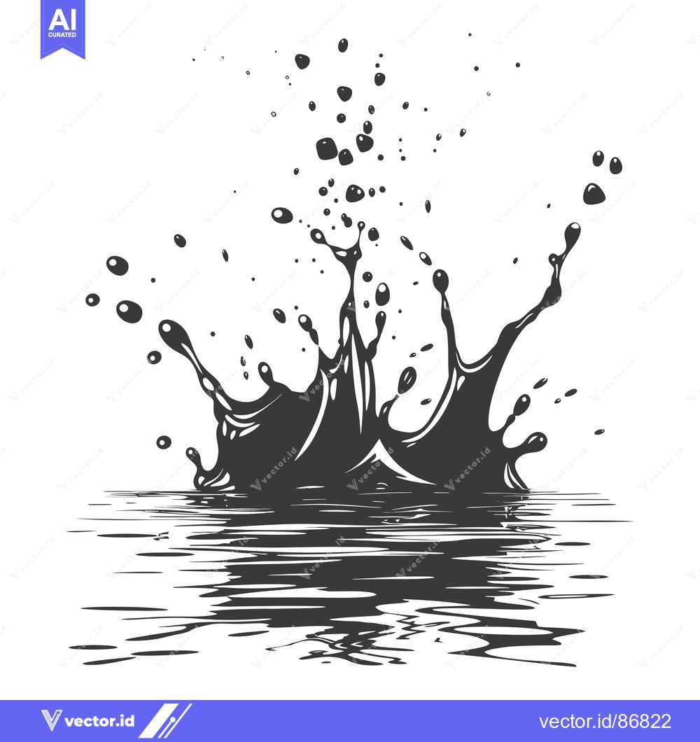 Premium Vector dari Black liquid splash in water with reflection