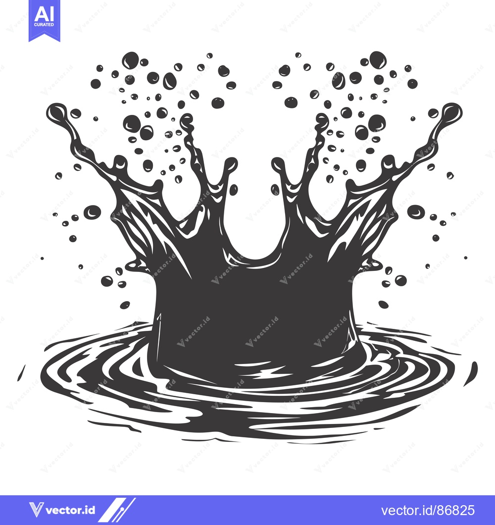 Premium Vector dari Black and White Illustration of a Liquid Splash with Bubbles