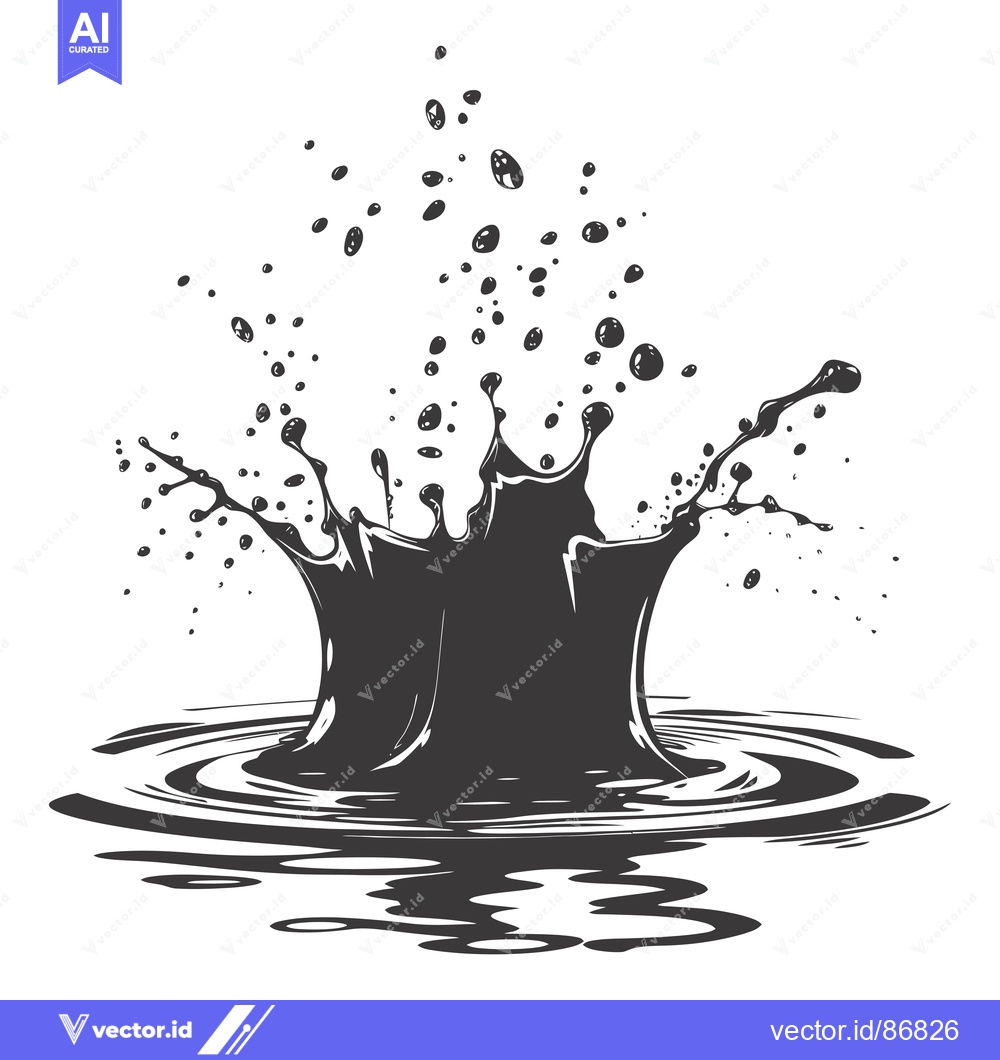 Premium Vector dari Black Liquid Splash with Ripples and Droplets
