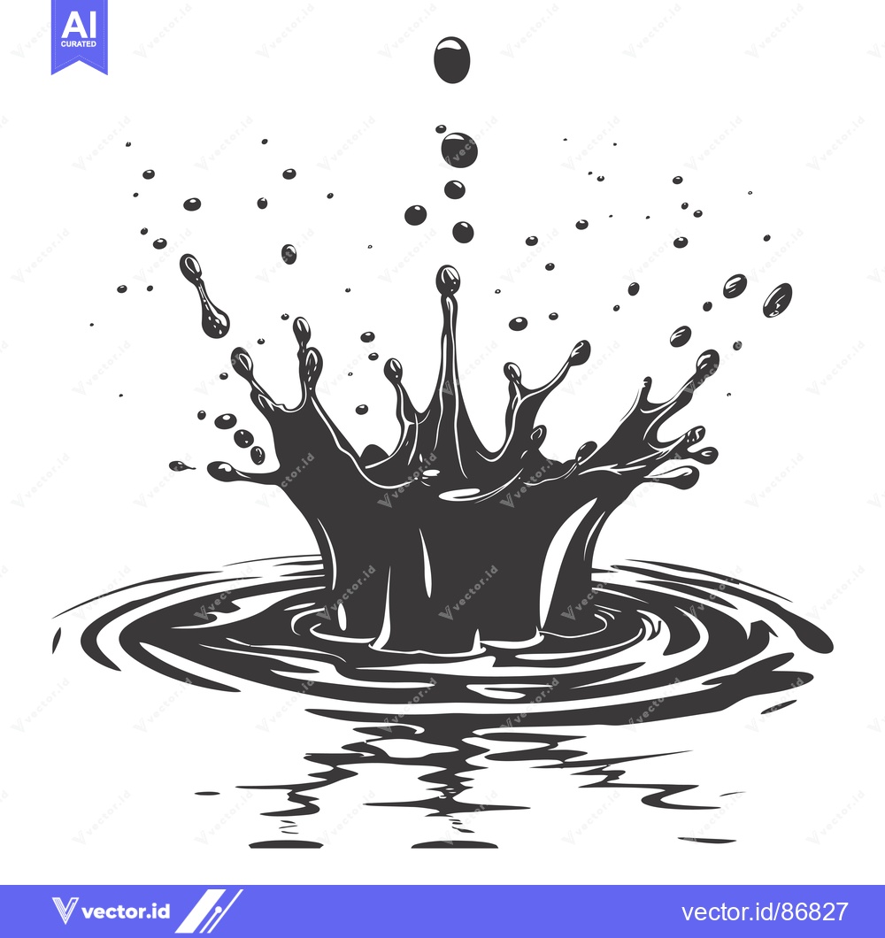 Premium Vector dari A Black Liquid Splashing and Creating Ripples in Water