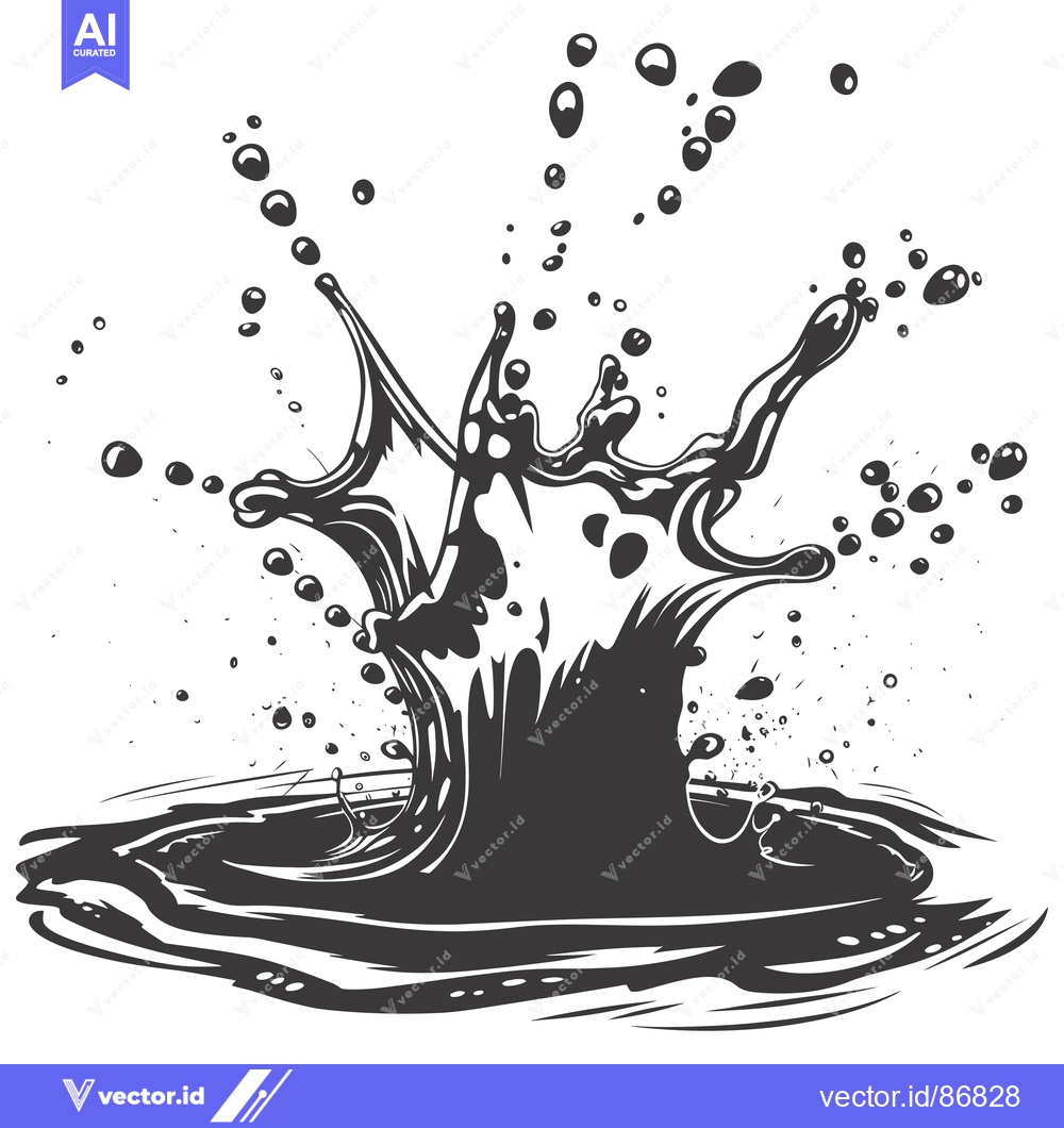 Premium Vector of Black and White Illustration of Water Droplet Splashing and Creating R