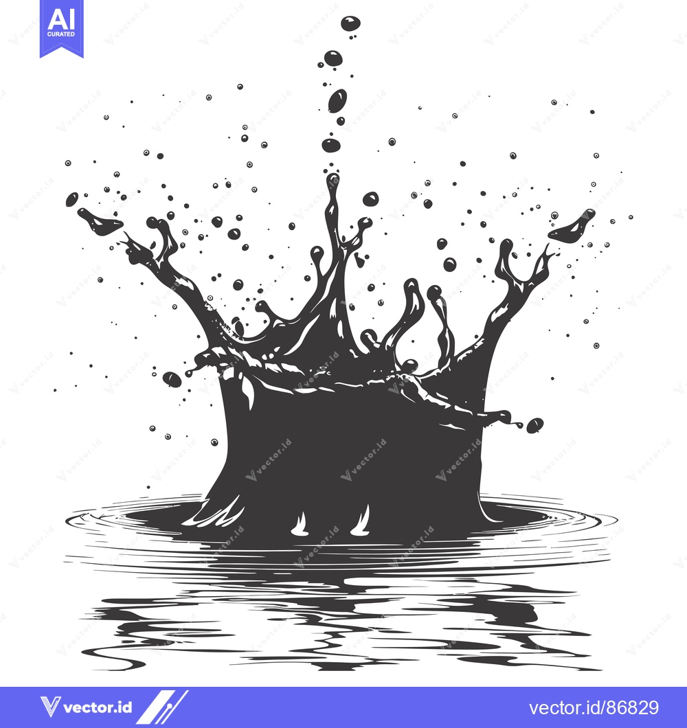 Premium Vector dari A Liquid Splash Creates a Crown-Shaped Pattern in Water