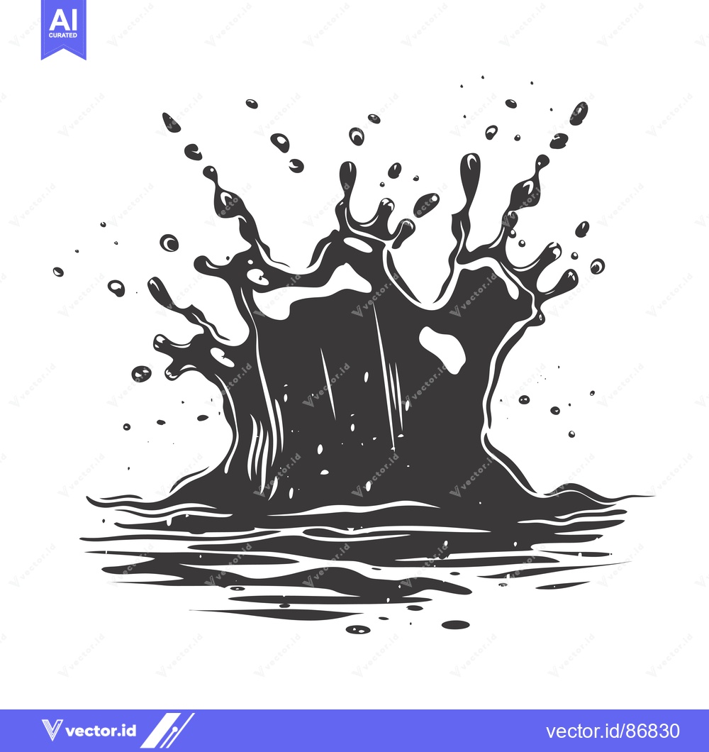 Premium Vector dari Black and White Illustration of a Liquid Splash
