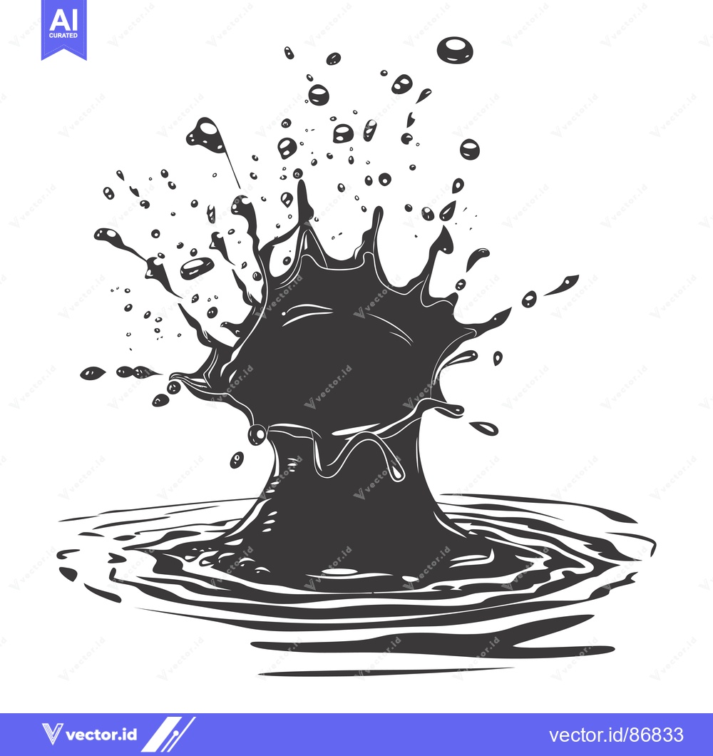 Premium Vector of Black Liquid Splashing and Creating Ripples in Water