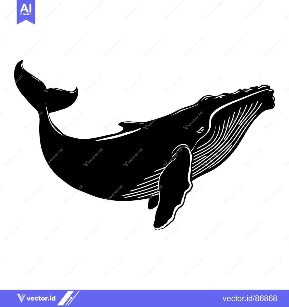 Premium Vector dari Black and White Silhouette of a Humpback Whale