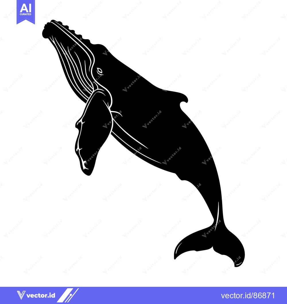 Premium Vector dari Black and White Silhouette of a Humpback Whale Leaping Out of the Wate