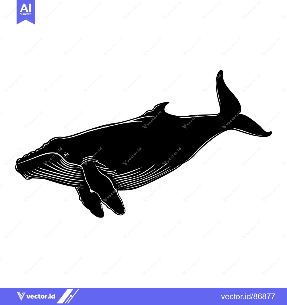 Premium Vector dari Black and White Silhouette of a Humpback Whale